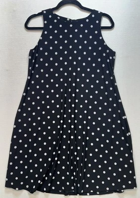 Vestido sin mangas para mujer Chaps línea A de verano talla M negro blanco a lunares Foto 1 de 4