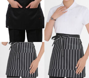 Waitress Waiter Server Waist Apron w/Pockets Cooking Kitchen Chef Busboy Uniform