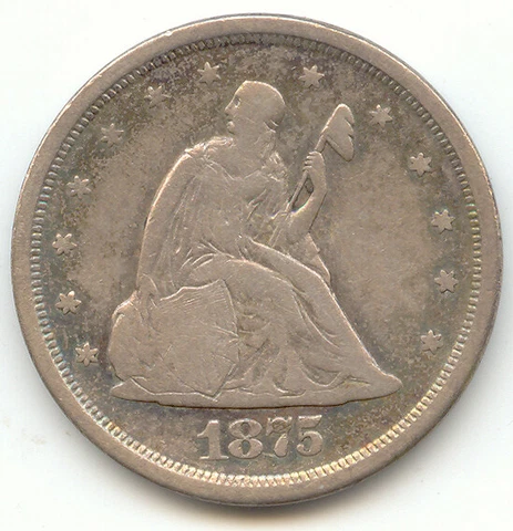 1875-S 20c Piece, Twenty Cents, Fine Cover