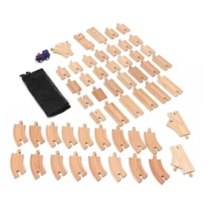 Wooden Train Track Set 53pcs Wood Train Tracks Accessories Expansion Pack fits - Picture 1 of 8