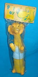 Vintage Rubber Puppy Dog Squeaker Toy NOS Yellow Dog - Bild 1 von 2