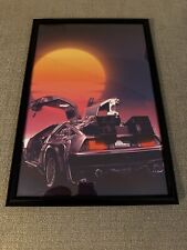 Delorean - Time Machine from Back to the Future Size 16x24 in Canvas Framed