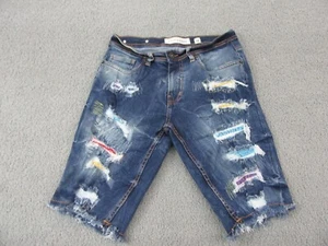 $15 Evolution In Design Boys Skinny Jean Shorts Sz 18 Blue Red Spots Distressed - Picture 1 of 14