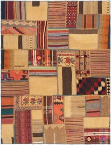 Kelim Patchwork Tapis Persan Tissé À La Main 200x151 Cm - Orient, Kilim, Tapis - Picture 1 of 6