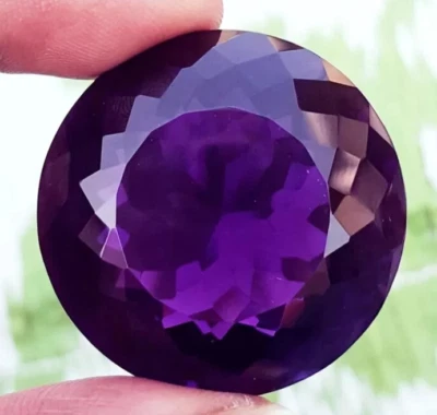 79.80 Ct. Large Round Cut Purple Amethyst Face Loose Gemstone for Ring & Pendant - Image 1 of 4