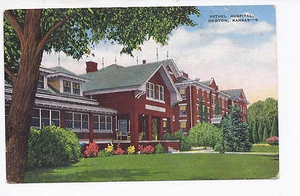 NEWTON, BETHEL HOSPITAL,KANSAS, AN OLD LINEN POST CARD. - Picture 1 of 2