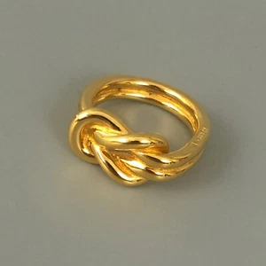 Auth Hermes Ladies Gold Plated Double Knot Brass Scarf Ring - Picture 1 of 3