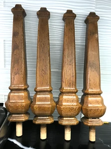 4 VINTAGE WOODEN ARCHITECTURAL BED POSTS-SPINDELS - 14" TALL FROM BASE - Picture 1 of 3