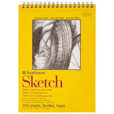 Cuaderno de bocetos Strathmore 9" X 12", cuaderno, papel de dibujo para artista, almohadilla de 100 hojas Foto 1 de 2