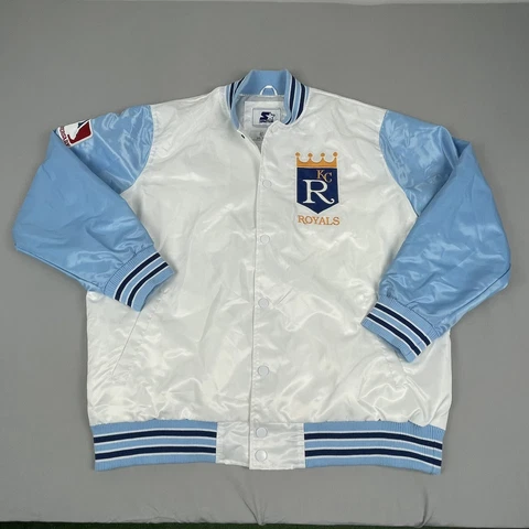 Starter Kansas City Royals Bomber Jacket Men’s 3XL White & Blue 100th Year MLB Cover
