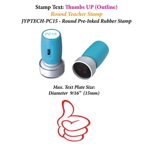 Thumbs UP (Outline) - Round Teacher Stamp PC15 Pre-Inked Stamp (Red Ink) - Picture 1 of 2