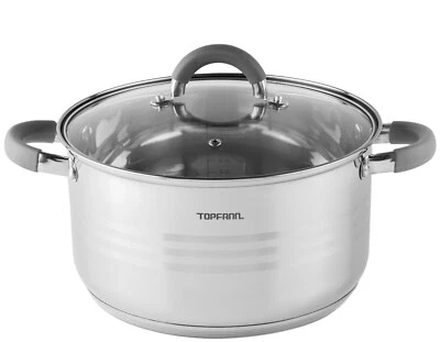 Edelstahl Kochtopf mit Glasdeckel Topf Suppentopf Universaltopf Groß Induktion  - Bild 1 von 4