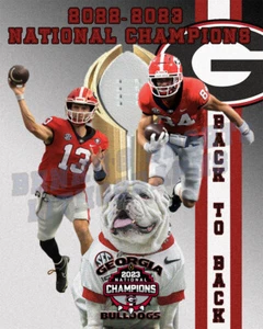 Georgia Bulldogs Lithographie Druck von Back to Back National Champions 2023 - Bild 1 von 1