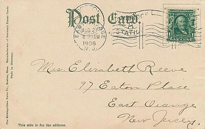 CAMBRIDGE -A- STATION OF BOSTON, MASS. FLAG CANCEL. DPO. BRIDGE IN FENS. - Image 1 of 2