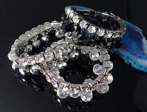 Pulsera pulsera de mendicidad cristal rosa cristal perla de cristal brazalete - Imagen 1 de 4