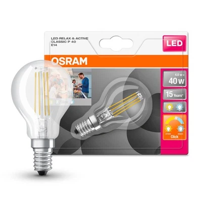 Osram LED Filament Tropfen 5W = 40W E14 klar warm & kaltweiß per Lichtschalter - Bild 1 von 4