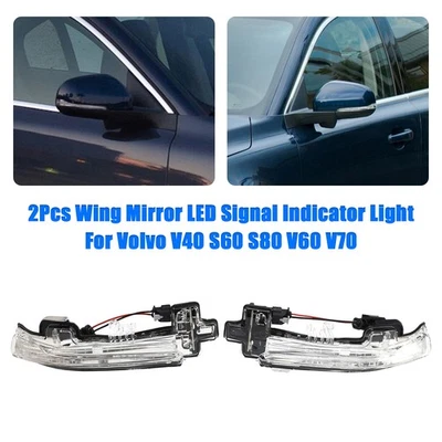 2Pcs Wing Mirror LED Signal Indicator Light For Volvo V40 S60 S80 V60 V70 - Image 1 of 4