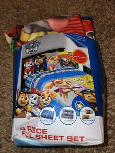Paw Patrol Full Sheet Set Microfiber 4 Piece Fitted & Flat Sheet 2 Pillowcases - Picture 1 of 3