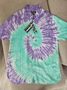 COURAGE CLOTHING USA MENS SHORT SLEEVE TIE DYE BUTTON UP SHIRT Size L - Picture 1 of 6