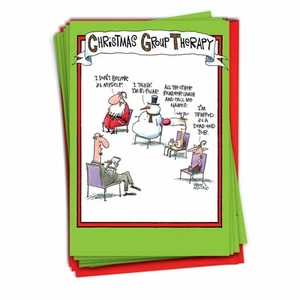 NobleWorks - 12 Boxed Merry Christmas Cards Bulk - Funny Cartoon Happy Holiday - Picture 1 of 7