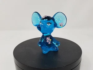 Fenton Glass Indigo Blue Mouse - Hand Painted - 5148 HV - Picture 1 of 6
