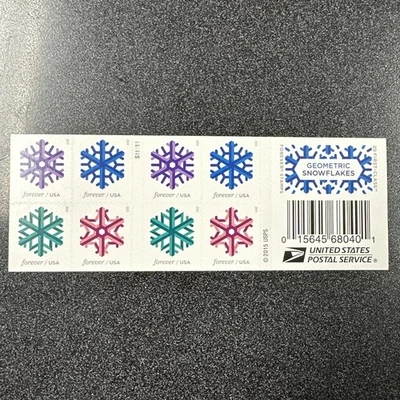 #5031-34 Geometric Snowflakes Christmas Forever Stamp Booklets Of 20 - Image 1 of 2