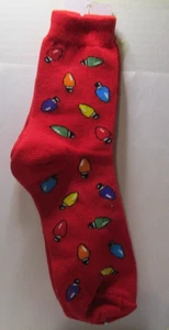 Yuletide Traditions Christmas Socks - Red with Multicolor Bulbs NWT - Picture 1 of 5