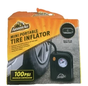 Armor All CAR MINI PORTABLE TIRE INFLATOR 100 PSI with Built-In LED Work Light - Picture 1 of 5
