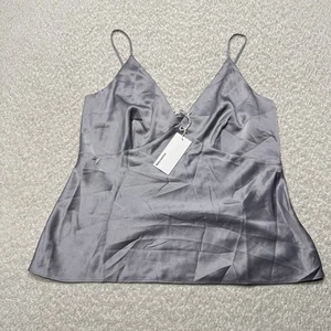 Reformation NWT Women’s Mickey Satin Top Lavender Mist Camisole V Neck Blouse L - Picture 1 of 11