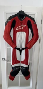 Alpinestars Men's Leather 1 Piece Protection Moto Suit Motorcycle Racing Sz 50 - Picture 1 of 23