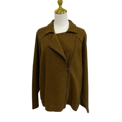 Chaqueta de Motocicleta EILEEN FISHER Grande Ligera Lana Hervida HOJA DORADA NUEVA CON ETIQUETAS Foto 1 de 4