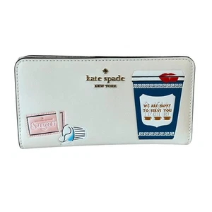 Portafoglio Kate Spade Coffee Break grande slim bifold color crema  - Foto 1 di 7