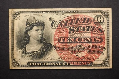 10 CENT *FR 1258* FRACTIONAL CURRENCY **CIVIL WAR ERA** - FREE SHIPPING! S4230 - Image 1 of 2