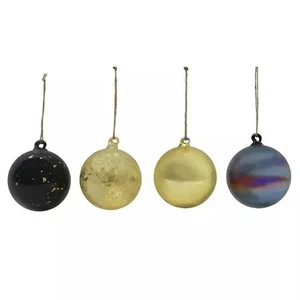 Nikolaus quadratisch Glas Weihnachtsschmuck 4er Set Farbe: Gold - Bild 1 von 1