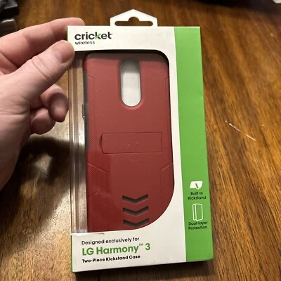 LG Harmony 3 Smartphone Cricket Case Two Piece Kickstand  Brand New Red - Image 1 of 2