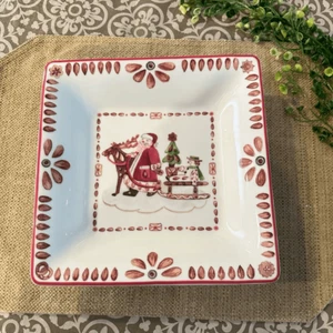 Villeroy & Boch Christmas Santa motif Serving Square bowl 8.5" Fine China NEW - Picture 1 of 5