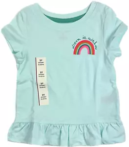 Camiseta Cat & Jack Niño Pequeño Azul Manga Corta Algodón Bordado Sueño Arco Iris 2T - Imagen 1 de 3