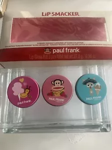 RARE HTF Bonne BELL Lip Smacker Paul Frank 3 Piece Lip Gloss Cotton Candy + 2 - Picture 1 of 12