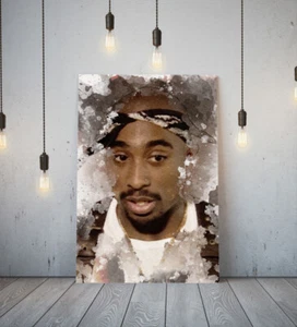 TUPAC 3 -DEEP FRAMED CANVAS WALL SPLASH ART PICTURE PAPER PRINT- BROWN WHITE - Picture 1 of 17