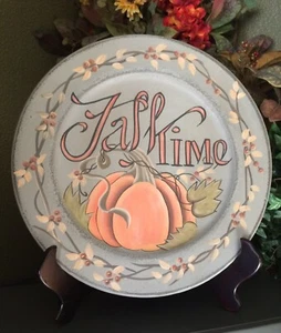 Primitive Pumpkin FALL TIME Plate Distressed Wood Fall Farmhouse Country - Picture 1 of 4