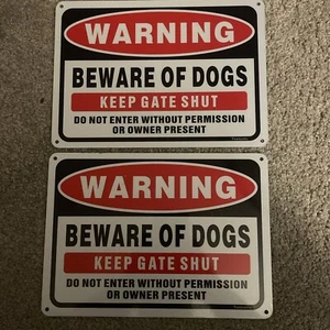 2pc Metal Warning Dogs Sign For FENCE ,Beware Of Dogs - Trespass Warning. - Picture 1 of 3