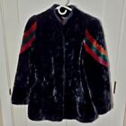Vintage Womens 10 Faux Fur Coat Striped Sleeves Sasson Borgazia 80S 90S Cozy *