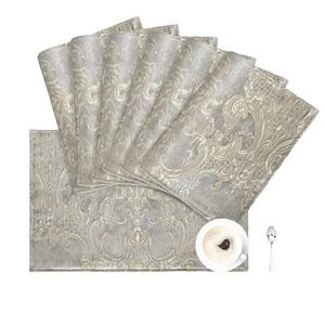 Loom and Mill Luxury Placemats Set of 6 for Dining Table Jacquard Fabric Tabl... - Picture 1 of 6