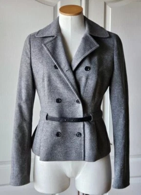 Akris Punto Size 6 Wool & Angora Gray Belted Blazer Grey Suit Jacket Coat - Image 1 of 4