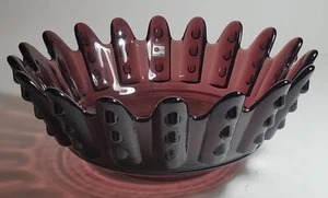 Blenko Amethyst Art Glass Bowl With Oyster And Pearl Pattern - Picture 1 of 5