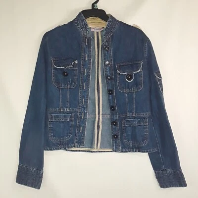 Chaqueta vaquera de moda estilo militar envejecida Periscope para mujer talla Med Foto 1 de 4