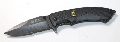 U.S. Army Taschenmesser schwarz aluminium griff karbid Glas Brecher Jagdmesser - Bild 1 von 3