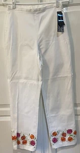 Neu mit Etikett Nygard Collection Step Into Damenhose Stretch weiß mit Blumen Größe 6 - Bild 1 von 8