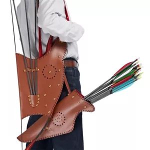 Archery Bow &Arrow Quiver Bag Leather Holder for Traditional Recurve bow Longbow - Picture 1 of 37