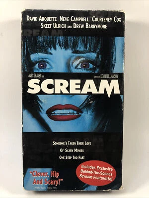 Scream VHS Video Tape Rare Blue Variant Cover Campbell Cox Arquette Wes Craven  Foto 1 de 4